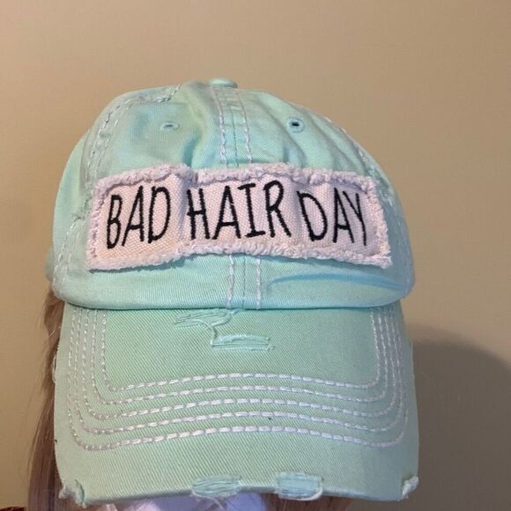 KBETHOS Vintage mint green ball cap with Velcro closure.  Bad hair day